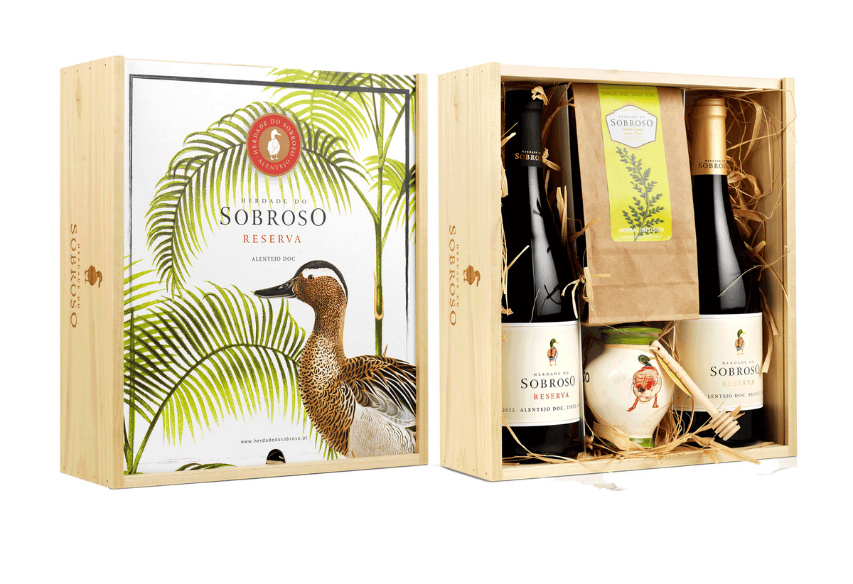 Conjunto Herdade Sobroso 2 Garrafas + Mel + Chá (gift Box) - Garrafinhas