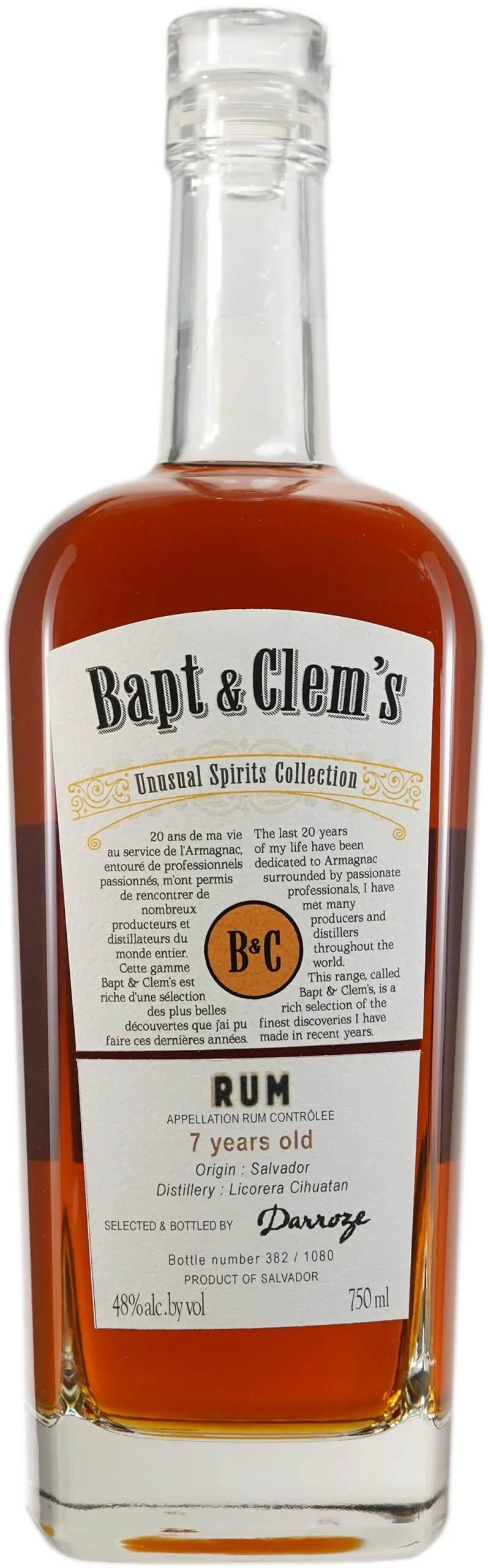 Licera Cihuatan de 7 años de Bapt & Clem's terminada en ron Sauternes Cask El Salvador