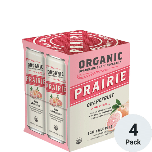 Prairie Organic Sparkling Grapefruit Craft Cocktail 4 Pack | 355ML