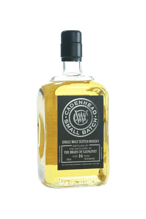 Braes of Glenlivet 16 Year Old Single Malt (Cadenhead Bottling) Scotch Whisky - Whiskey