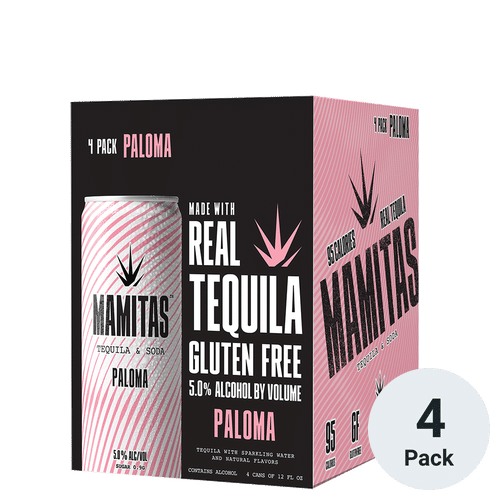 Mamitas Soda Paloma y Tequila Cóctel listo para beber, paquete de 4 | 12 ONZAS