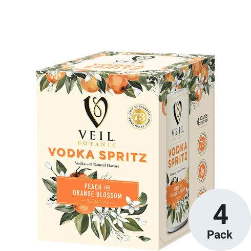 Veil Botanic Spritz Peach and Orange Blossom Cocktail | 4pk-12oz Cans