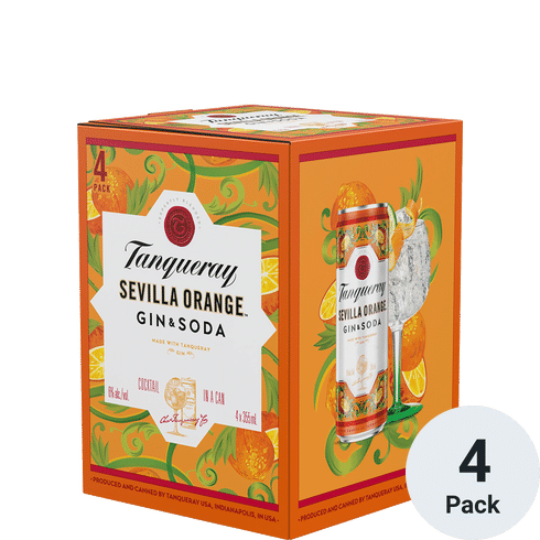 Tanqueray Sevilla Orange Gin & Soda Ready To Drink Cocktail | 4pk-12oz Cans