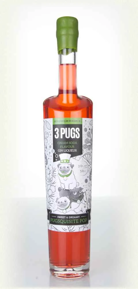 Licor de ginebra y refresco de crema 3 Pugs | 500ML