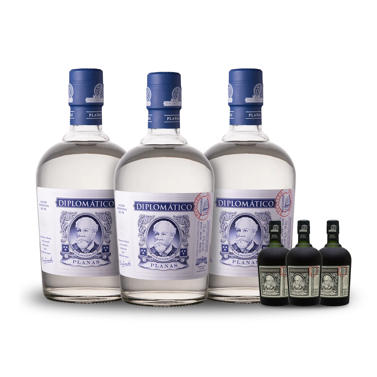 Diplomático Planas Rum (3) Bottle Bundle w/Free Minis (3)