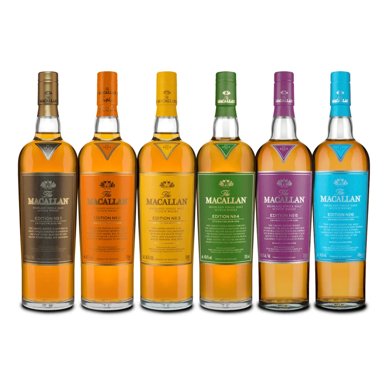 The Macallan Edition COMPLETE (6) Vertical Set Single Malt Scotch Whisky Collection - Whiskey
