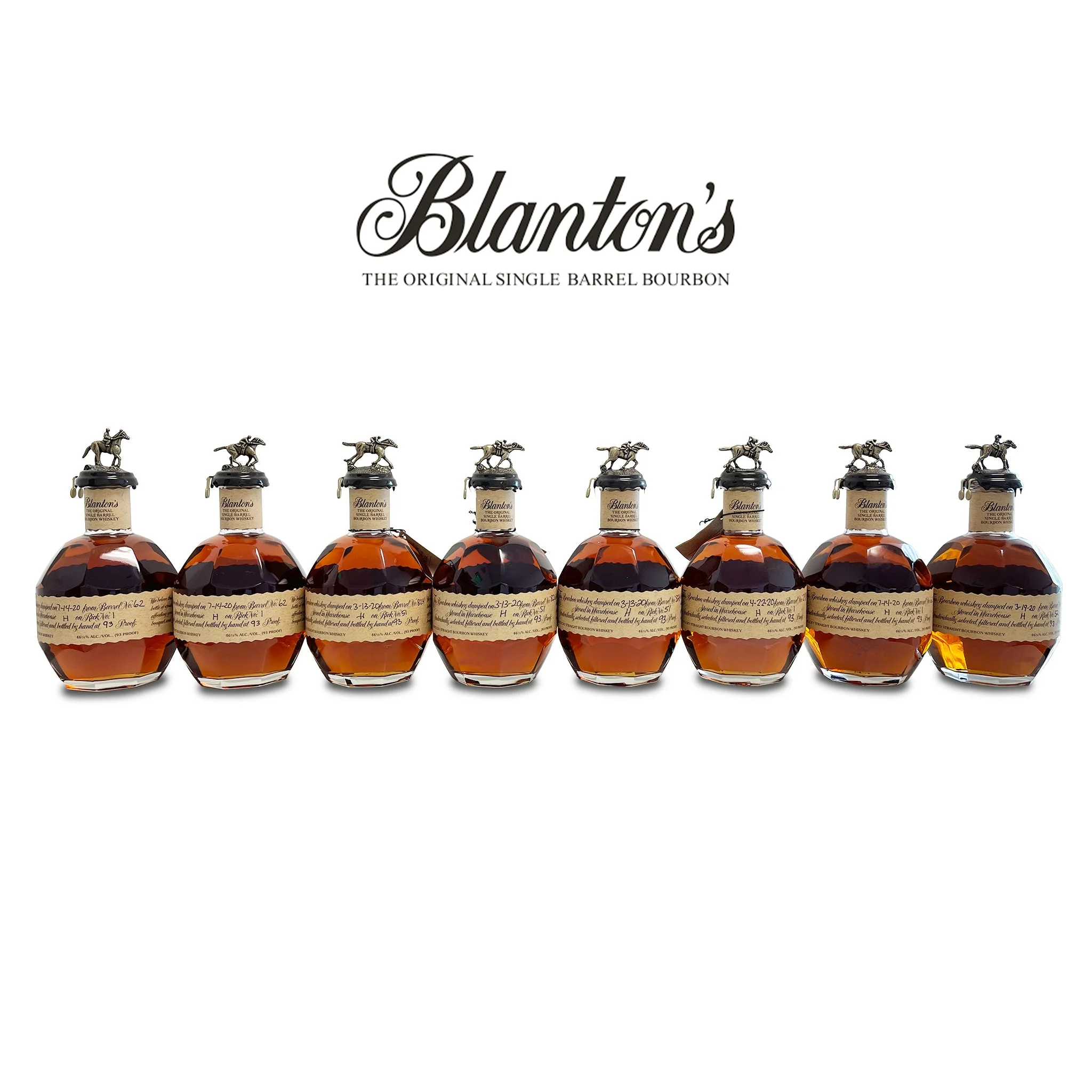 Barril único original de Blanton | COLECCIÓN COMPLETA DE CABALLOS | (8) botellas de 700 ml - Whisky