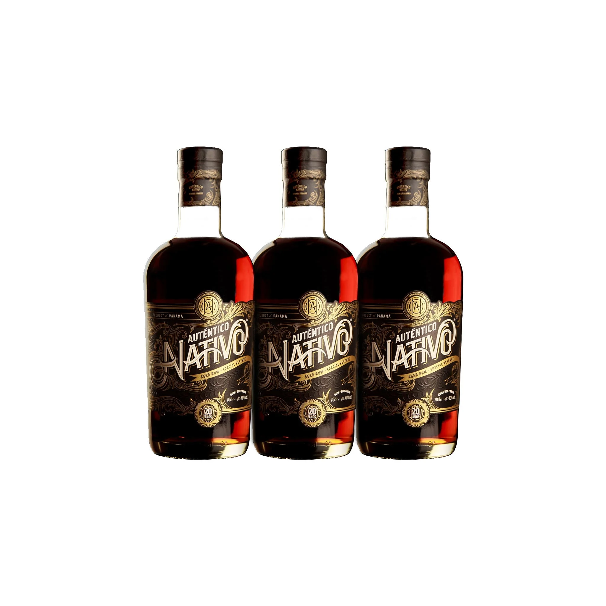 Paquete de 3 botellas de ron Auténtico Nativo 20 años