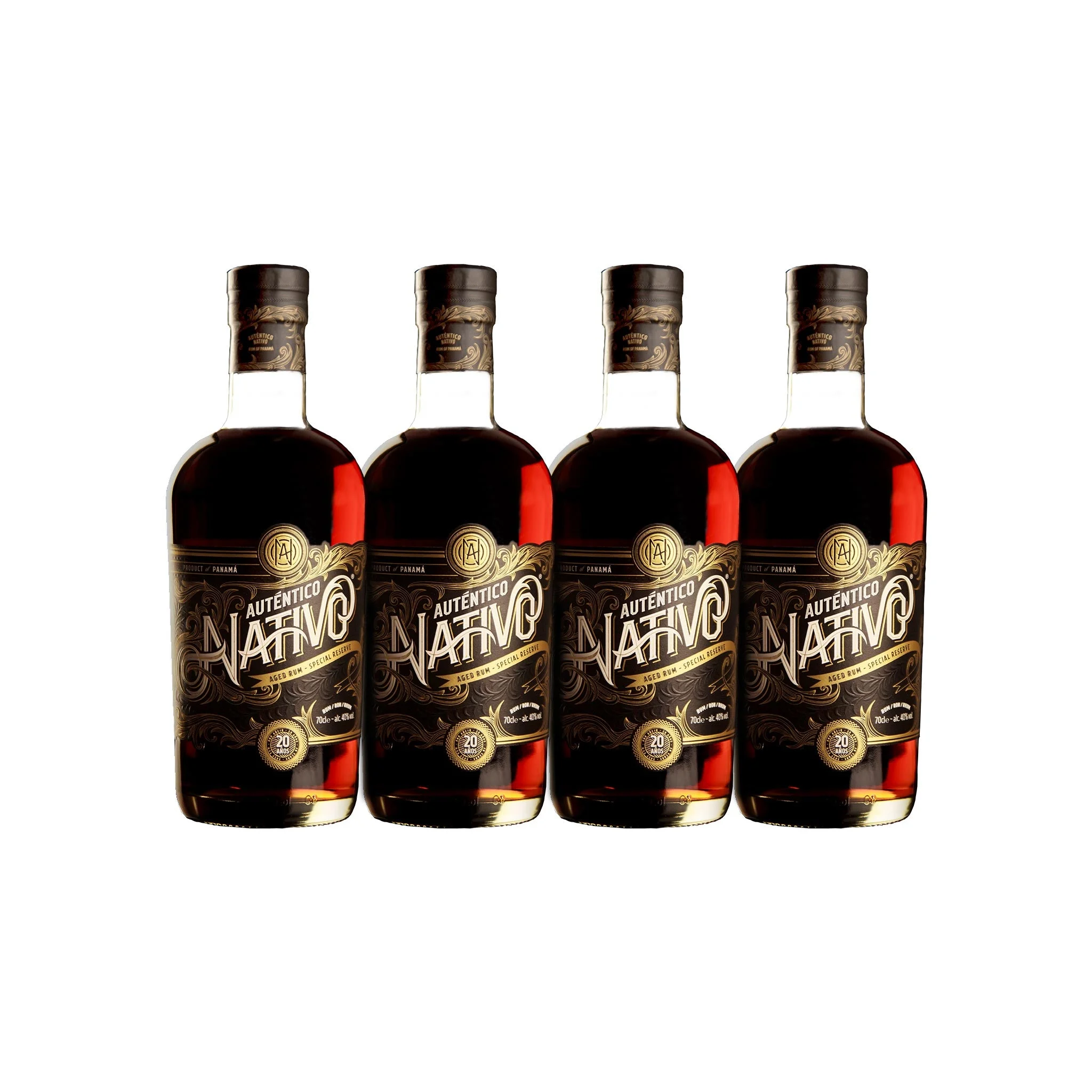 Paquete de 4 botellas de ron Auténtico Nativo 20 años