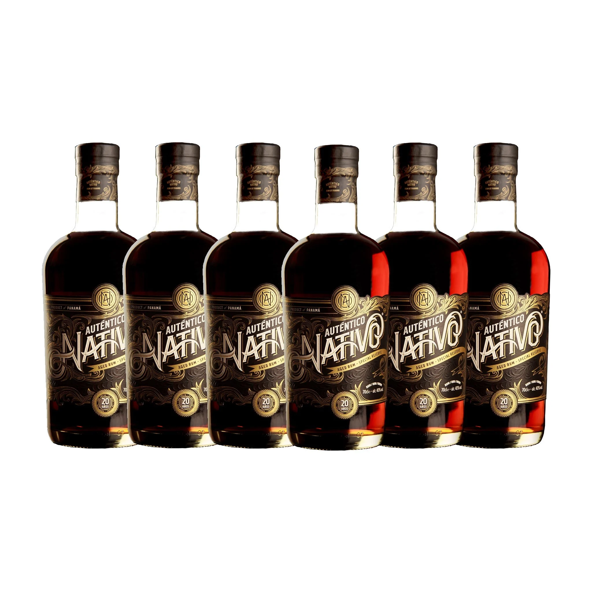 Paquete de 6 botellas de ron Auténtico Nativo 20 años