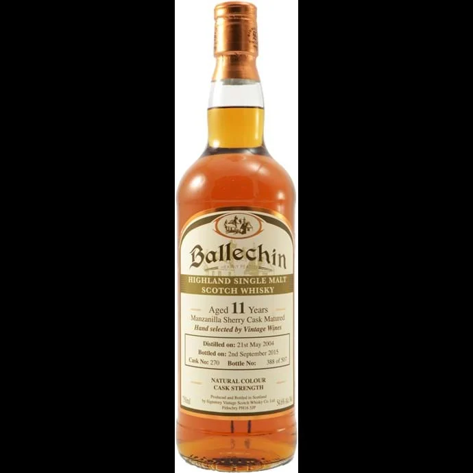 Signatory Ballechin 11 year Old First Fill Manzanilla Sherry Butt # 27 Chicago Cask 2004 Scotch Whiskey