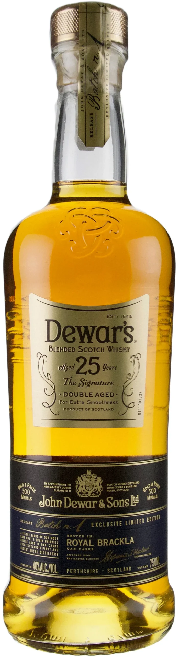 Dewar's 25 Year The Signature Double Aged Blended Scotch Whisky - Whiskey
