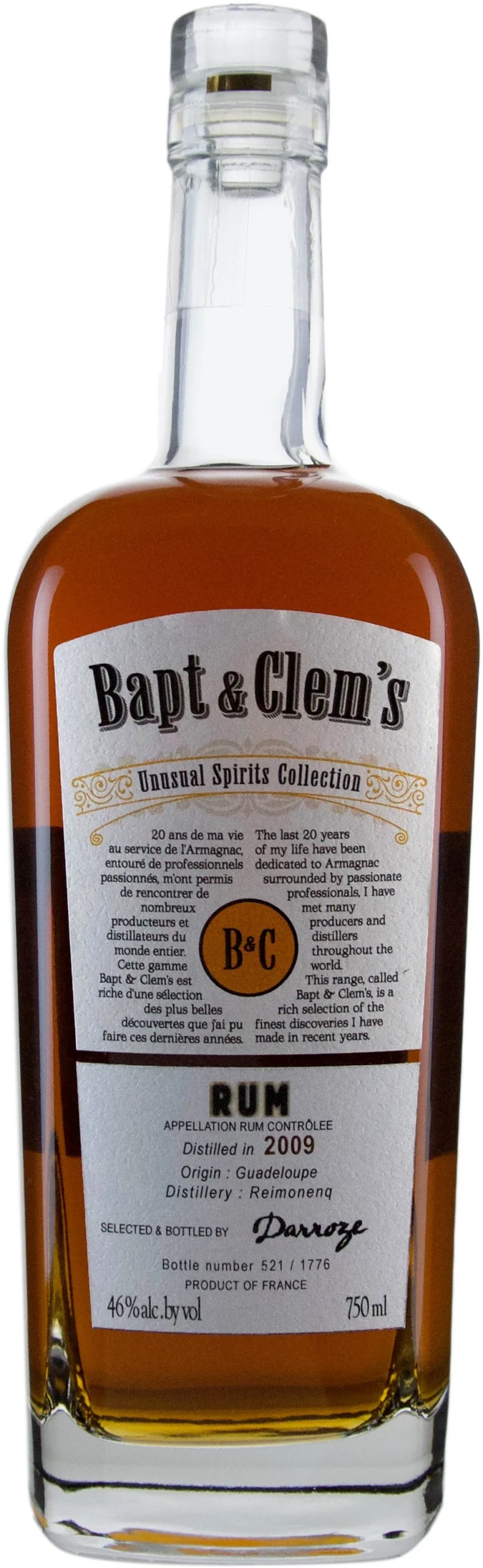 Bapt & Clem's Vintage Guadelope 2009 Rum