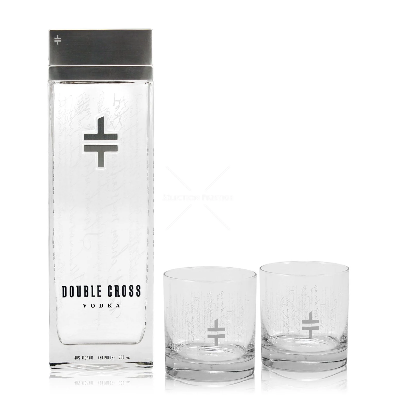 Vodka Doble Cruz 80 W/2 Vaso Bajo