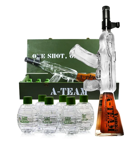 Caja de vodka A-Team SWAT con granadas
