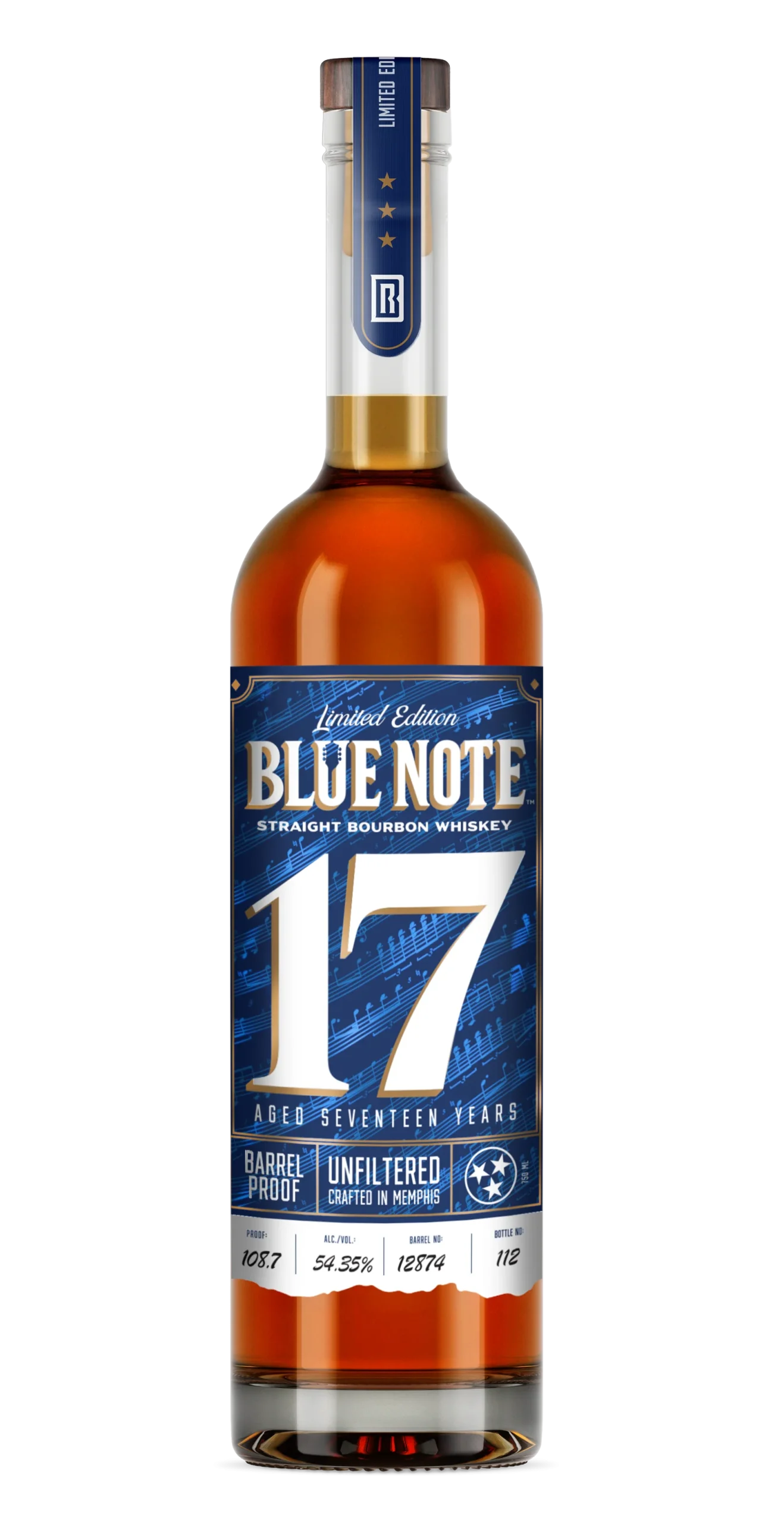 Nota azul | 17 años a prueba de barril | Whisky bourbon puro de Tennessee