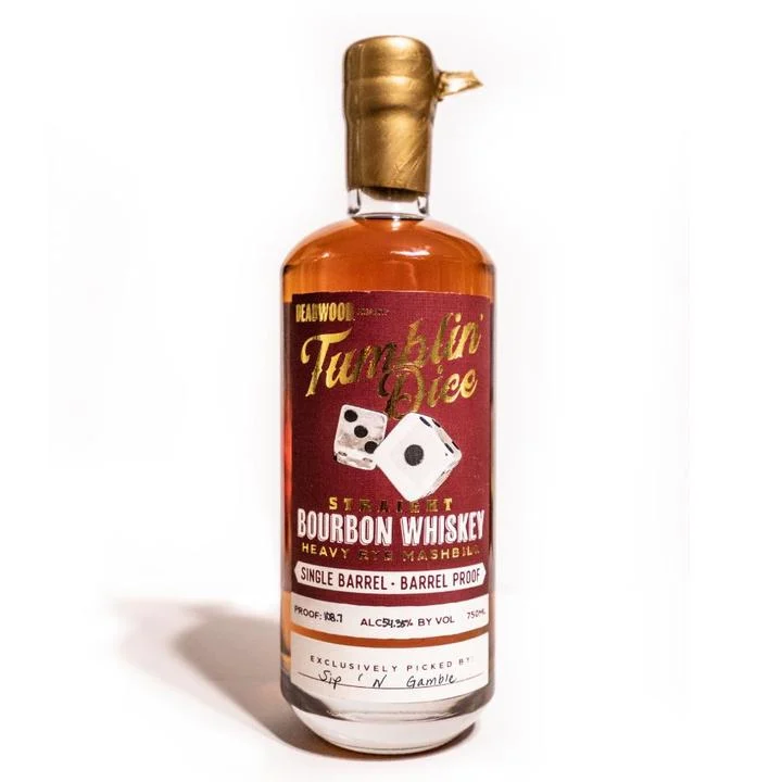 Deadwood Tumblin Dice "Sip 'N Gamble" Whisky Bourbon puro a prueba de barril único