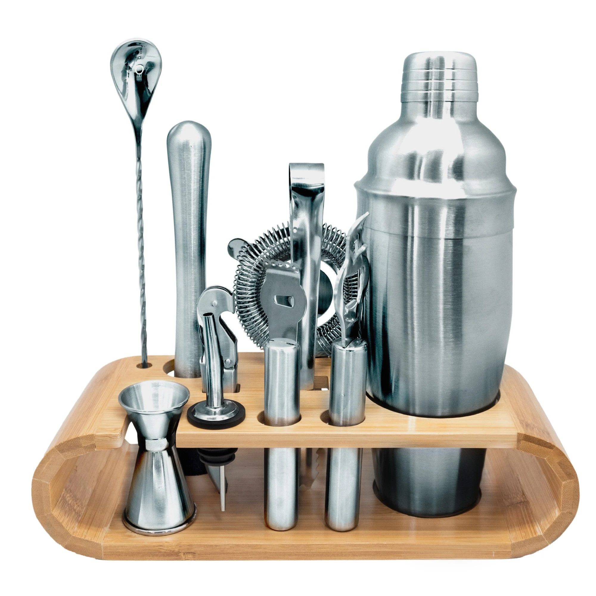 Set de coctelería con base de bambú inox - Vin Bouquet Nerthus