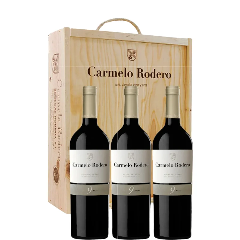 CARMELO RODERO 9 Meses x3 + caja madera - Bodegas Carmelo Rodero