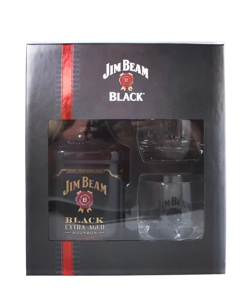 Whisky Bourbon Jim Beam Negro Extra Añejo Con 2 Vasos