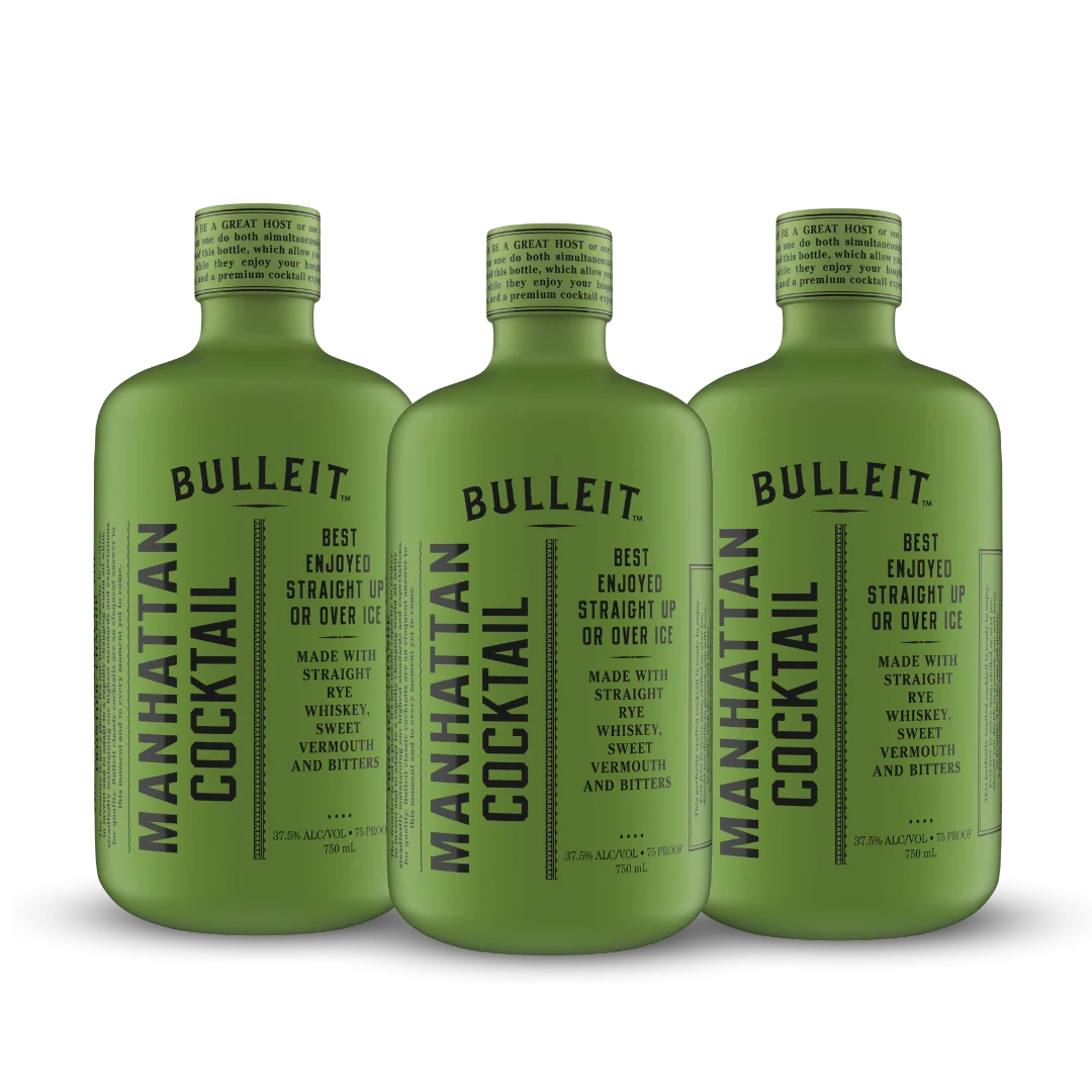Bulleit Crafted Cocktails | Manhattan Cocktail | (3) Bottle Bundle - Ready To Drink