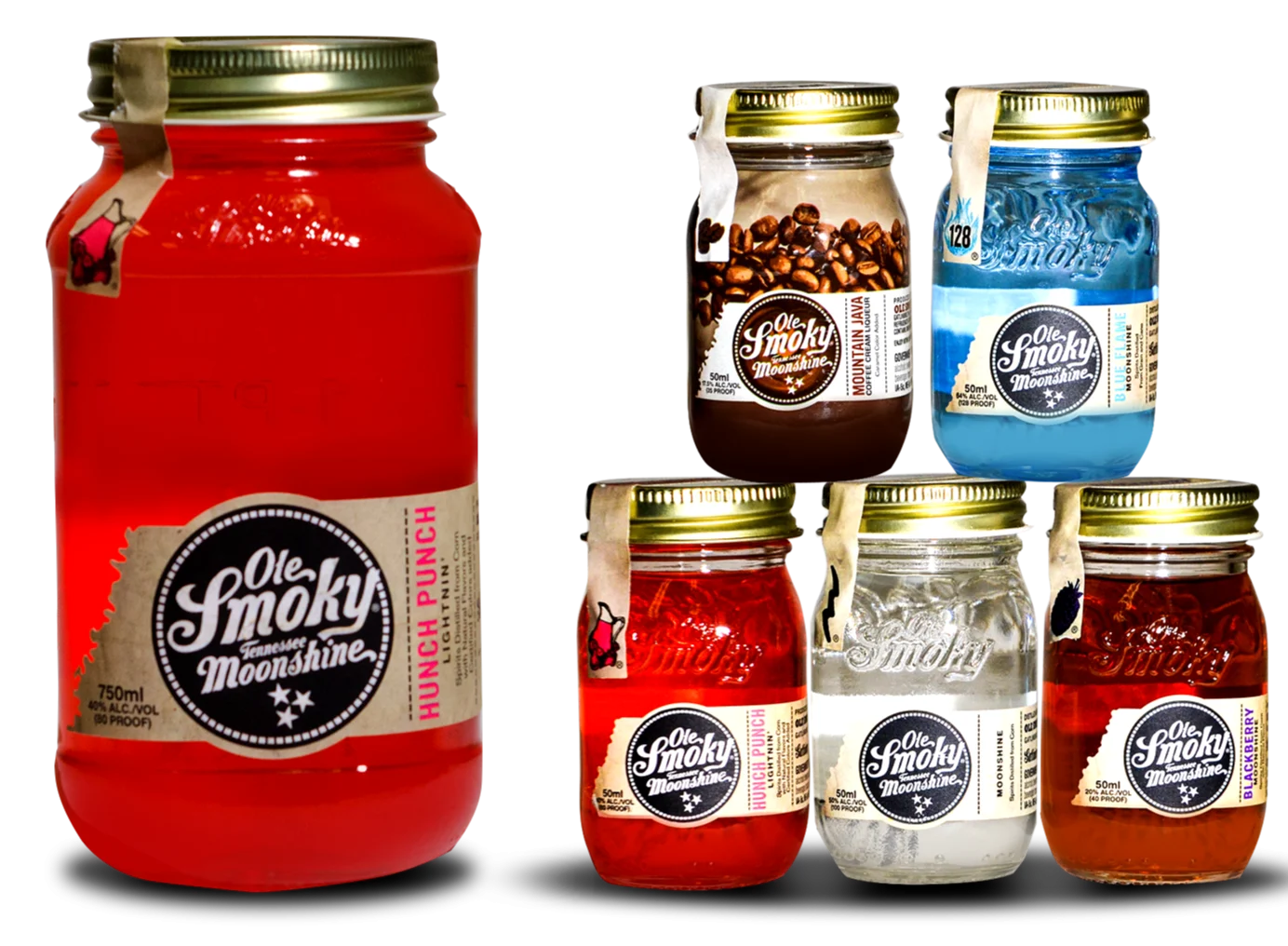 Ole Smoky Moonshine Surtido Mini Tarro 50ml (paq. 6) - Whisky
