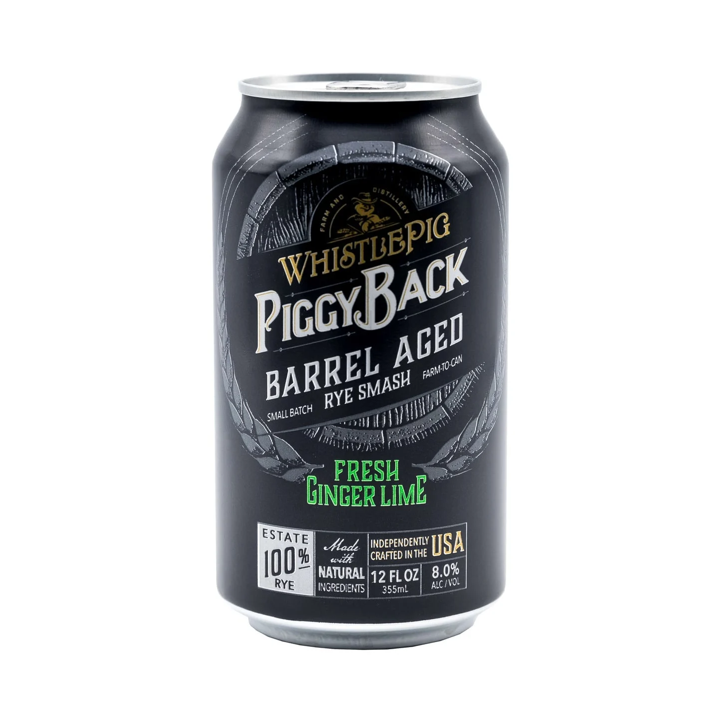 WhistlePig PiggyBack Barrel Aged Smash: Fresh Ginger Lime (4) Pack Cans - Ready To Drink