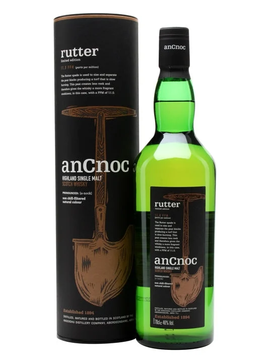 AnCnoc Rutter Peated Highland Single Malt Scotch Whisky - Whiskey