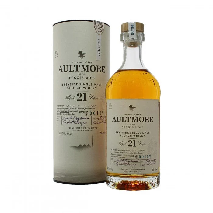 Whisky escocés de pura malta Aultmore 21 años