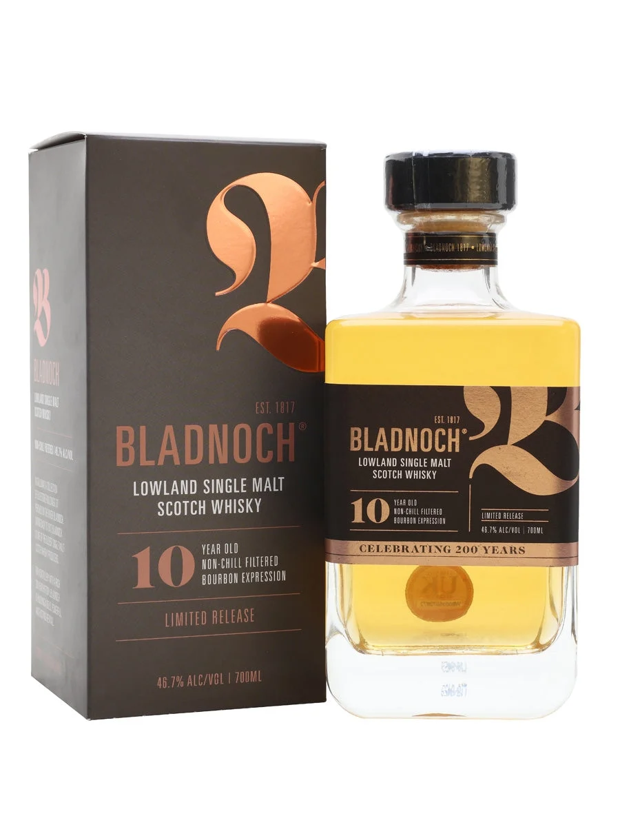 Whisky escocés de pura malta Bladnoch Bourbon Cask Lowland de 10 años | 700ML