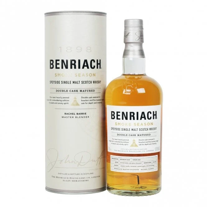 BenRiach | Temporada de humo | Whisky escocés de pura malta de Speyside madurado en doble barrica | 700ML