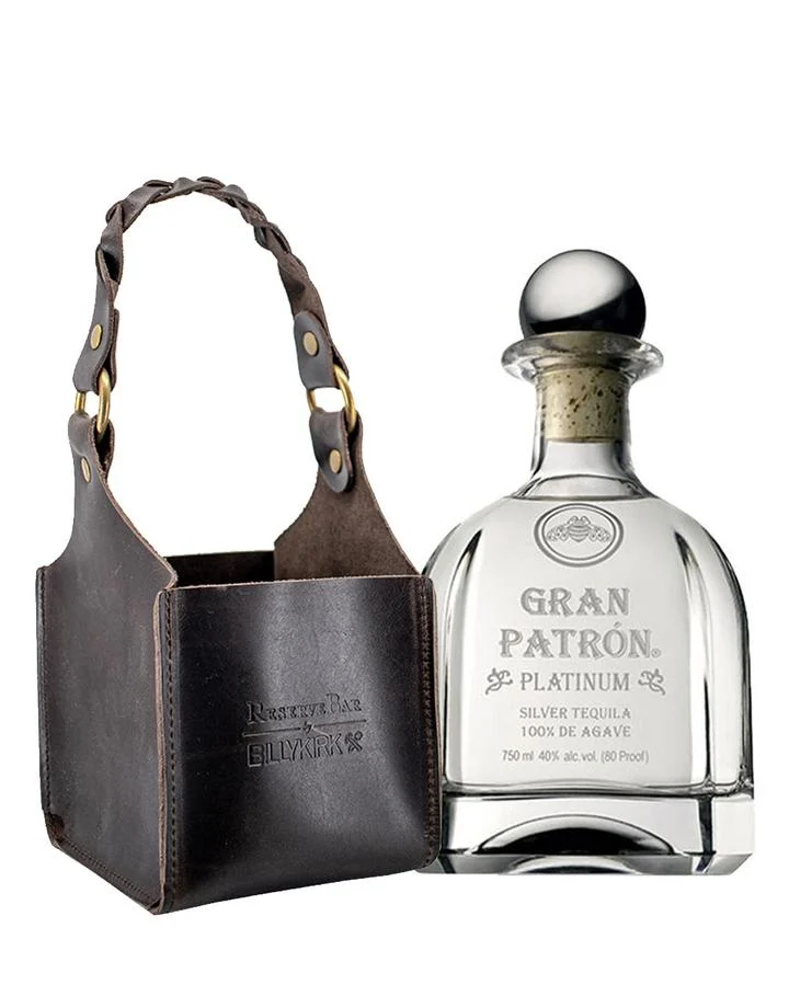 Gran Patrón Platinum With Billykirk Square Leather Bottle Holder Tequila