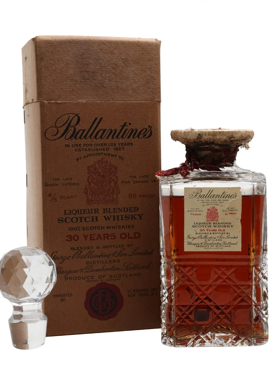 Ballantine's 30 Year Old Crystal Decanter Bot.1950s Blended Scotch Whisky - Whiskey