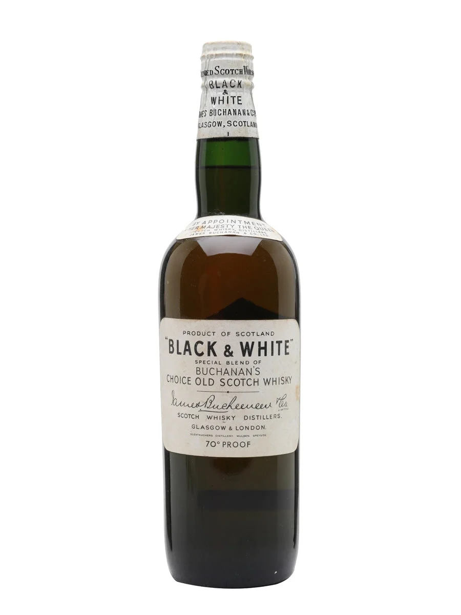 Black & White Spring Cap Bot.1950s Blended Scotch Whisky - Whiskey