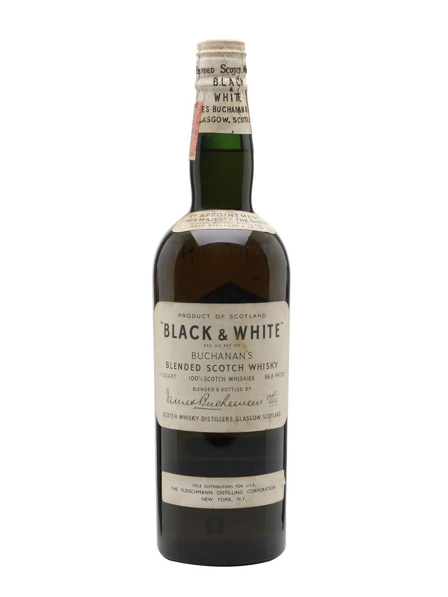 Black & White Bot.1950s Spring Cap Blended Scotch Whisky - Whiskey