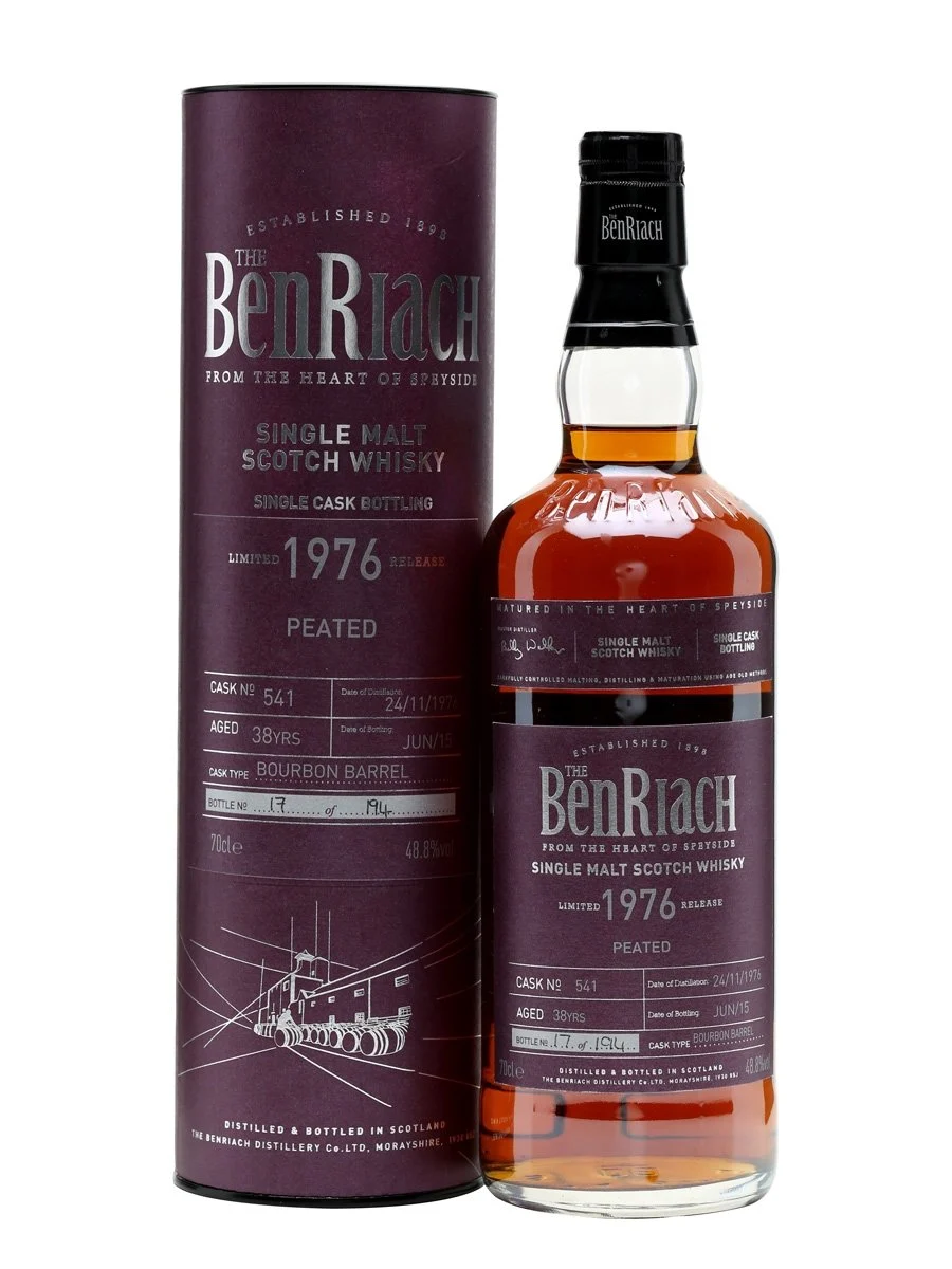 Benriach 1976 Peated 38 Year Old Bourbon Barrel Speyside Single Malt Scotch Whisky | 700ML - Whiskey