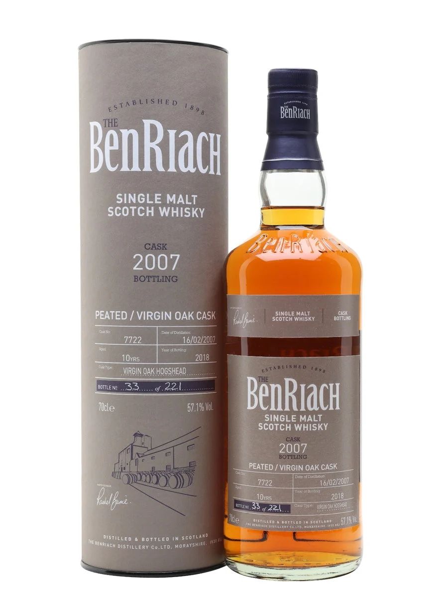 BenRiach 2007 10 Year Old Batch 15 Cask #7722 Speyside Single Malt Scotch Whisky - Whiskey