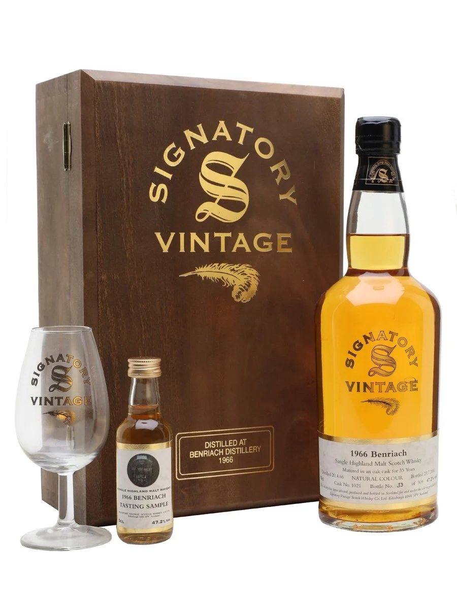 Benriach 1966 Set With Glass & Miniature 35 Year Old Speyside Single Malt Scotch Whisky - Whiskey