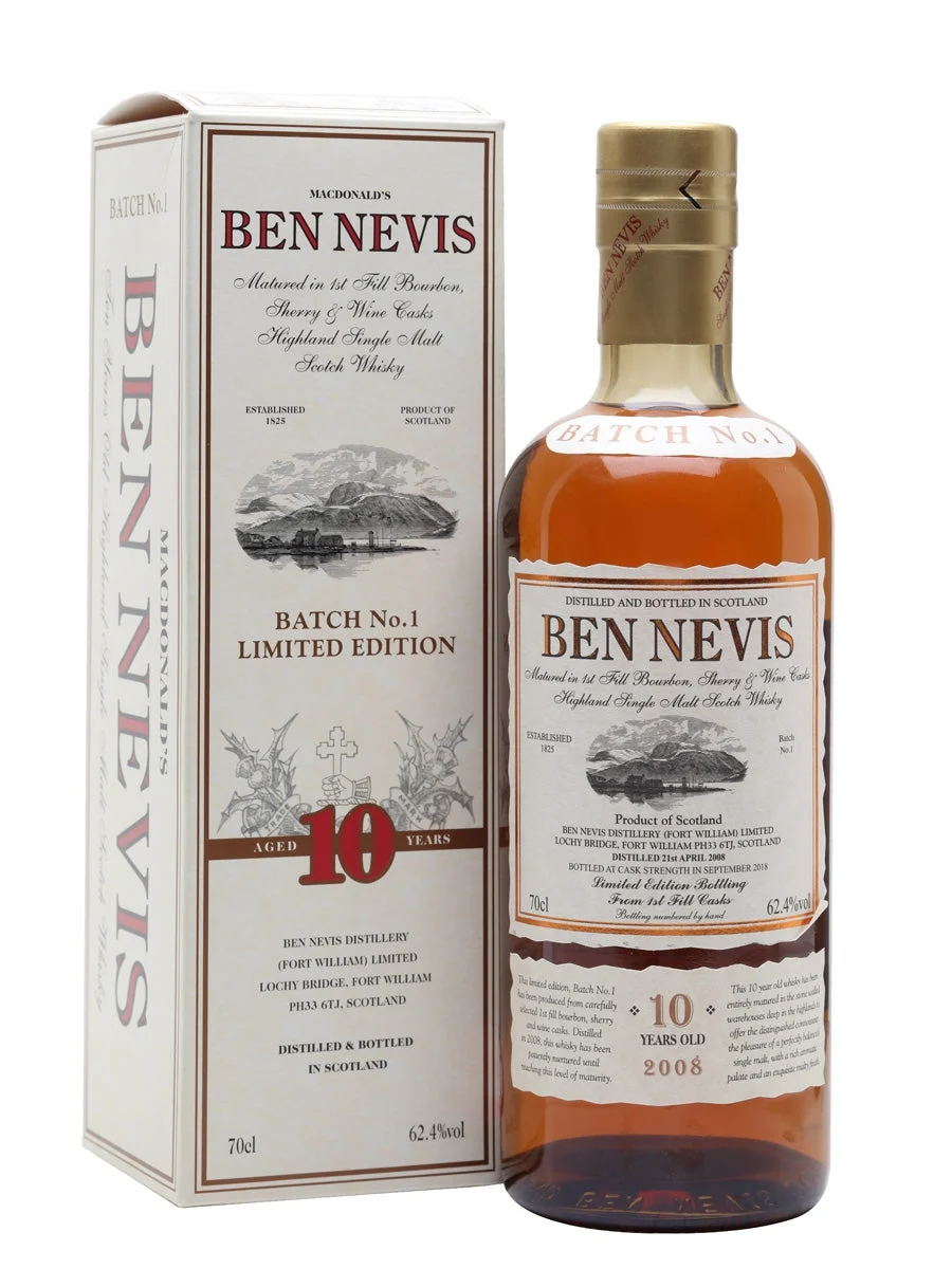Ben Nevis 10 Year Old Cask Strength Batch No.1 Highland Single Malt Scotch Whisky | 700ML - Whiskey