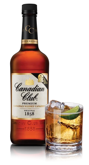Canadian Club 1858 con whisky de vaso de roca