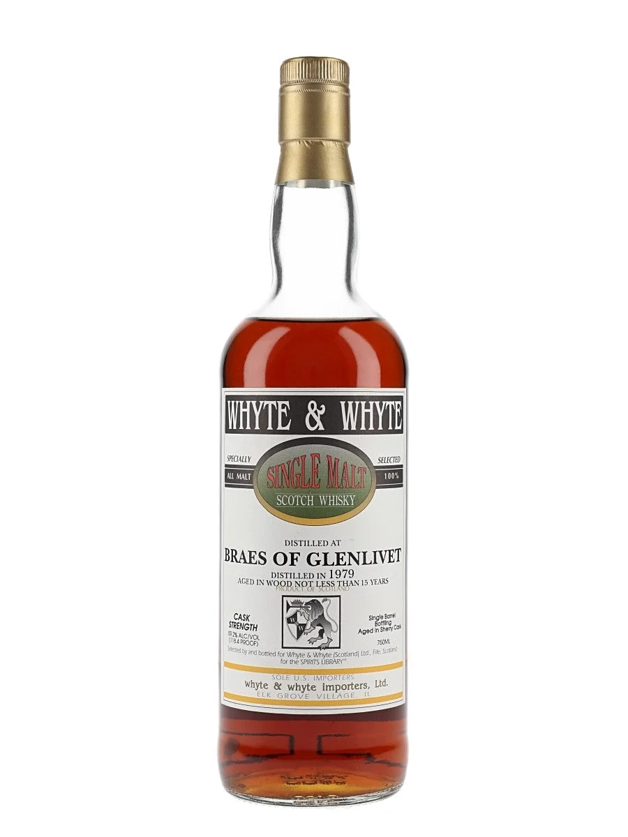 Braes Of Glenlivet 1979 15 Year Old Sherry Cask Whyte & Whyte Speyside Single Malt Scotch Whisky - Whiskey