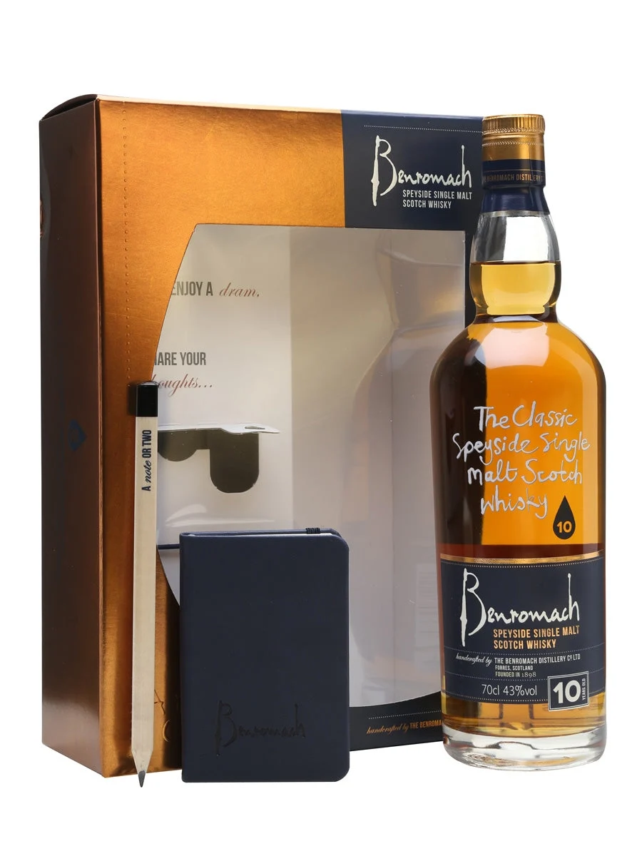 Benromach 10 Year Old Note Book Gift Set Speyside Single Malt Scotch Whisky | 700ML - Whiskey