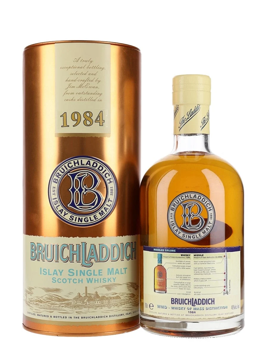Bruichladdich 1984Whisky de distinción masiva Whisky escocés de pura malta Islay | 700ML