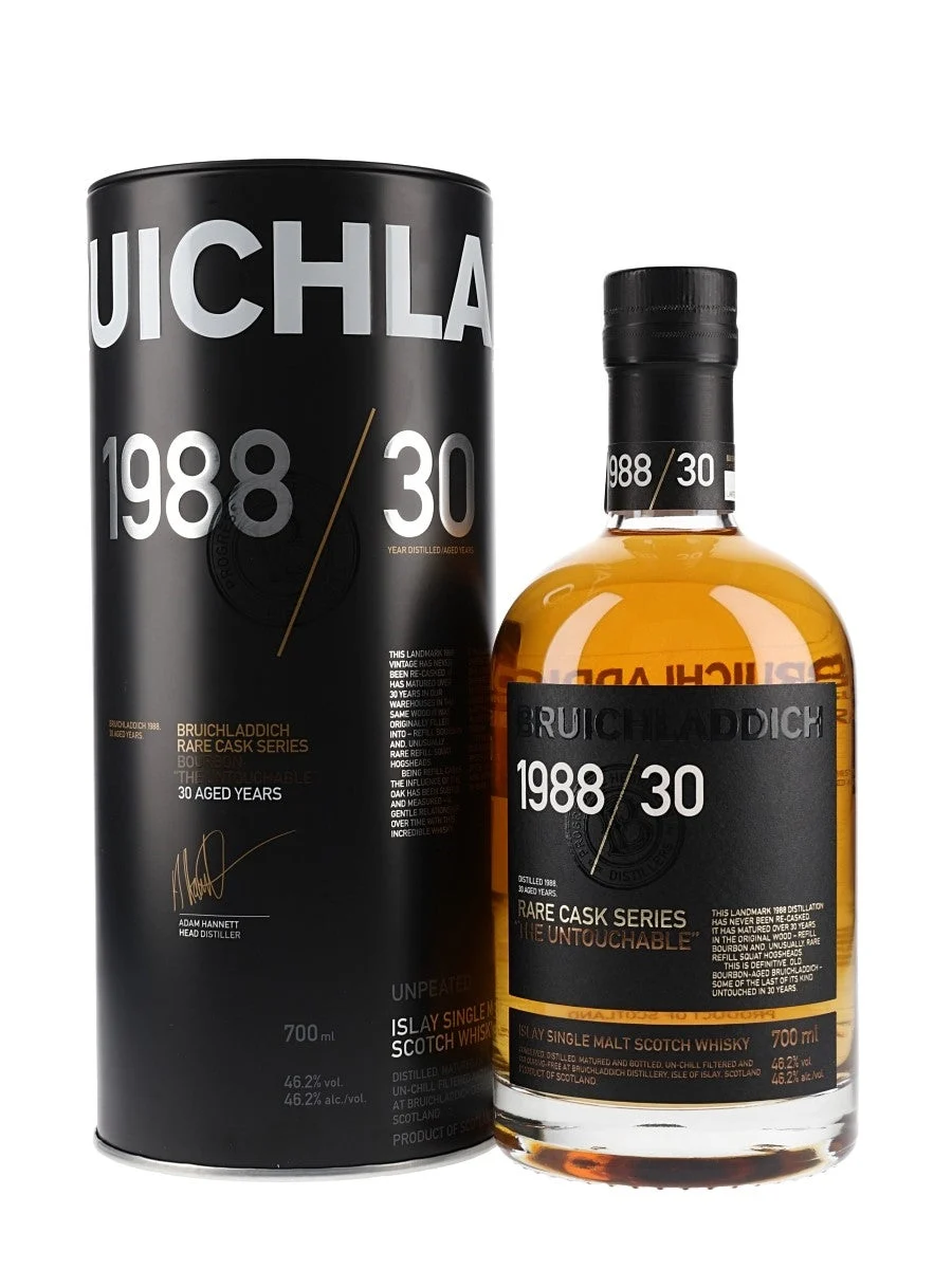 Bruichladdich 1988 The Untouchable 30 años Rare Cask Series Islay Whisky escocés de malta única | 700ML