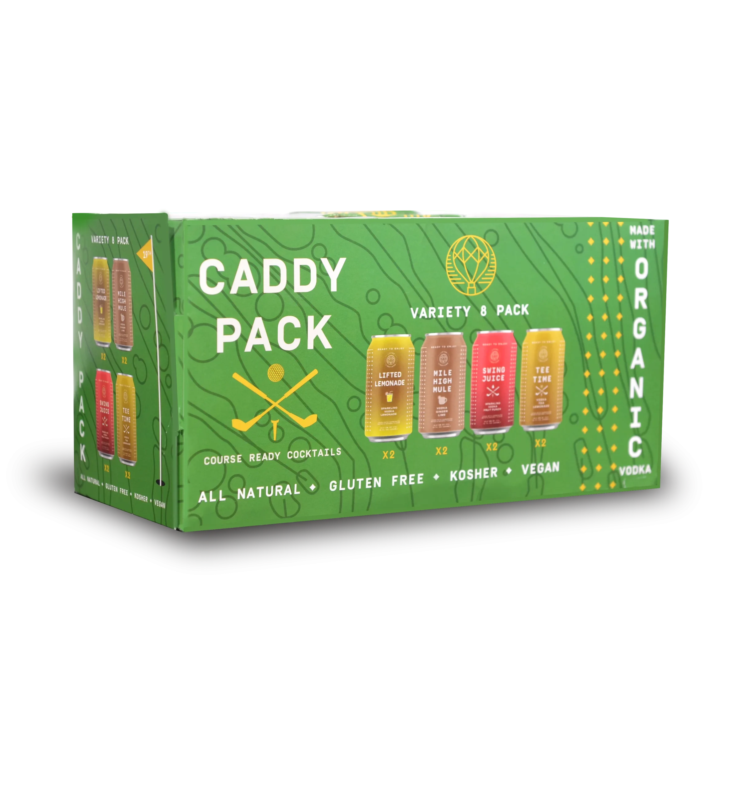 Lifted Libations Caddy Pack | Organic Vodka Soda Variety Pack (8) Cans - Ready To Drink