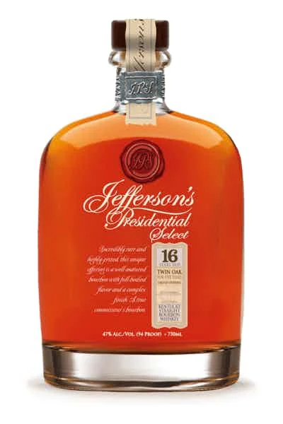 Jefferson's Presidential Select 16 años Twin Oak Whisky Bourbon puro