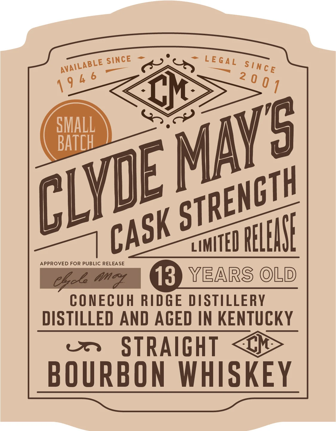 Clyde May's 13 Year Old Cask Strength Straight Bourbon Whiskey - Whisky