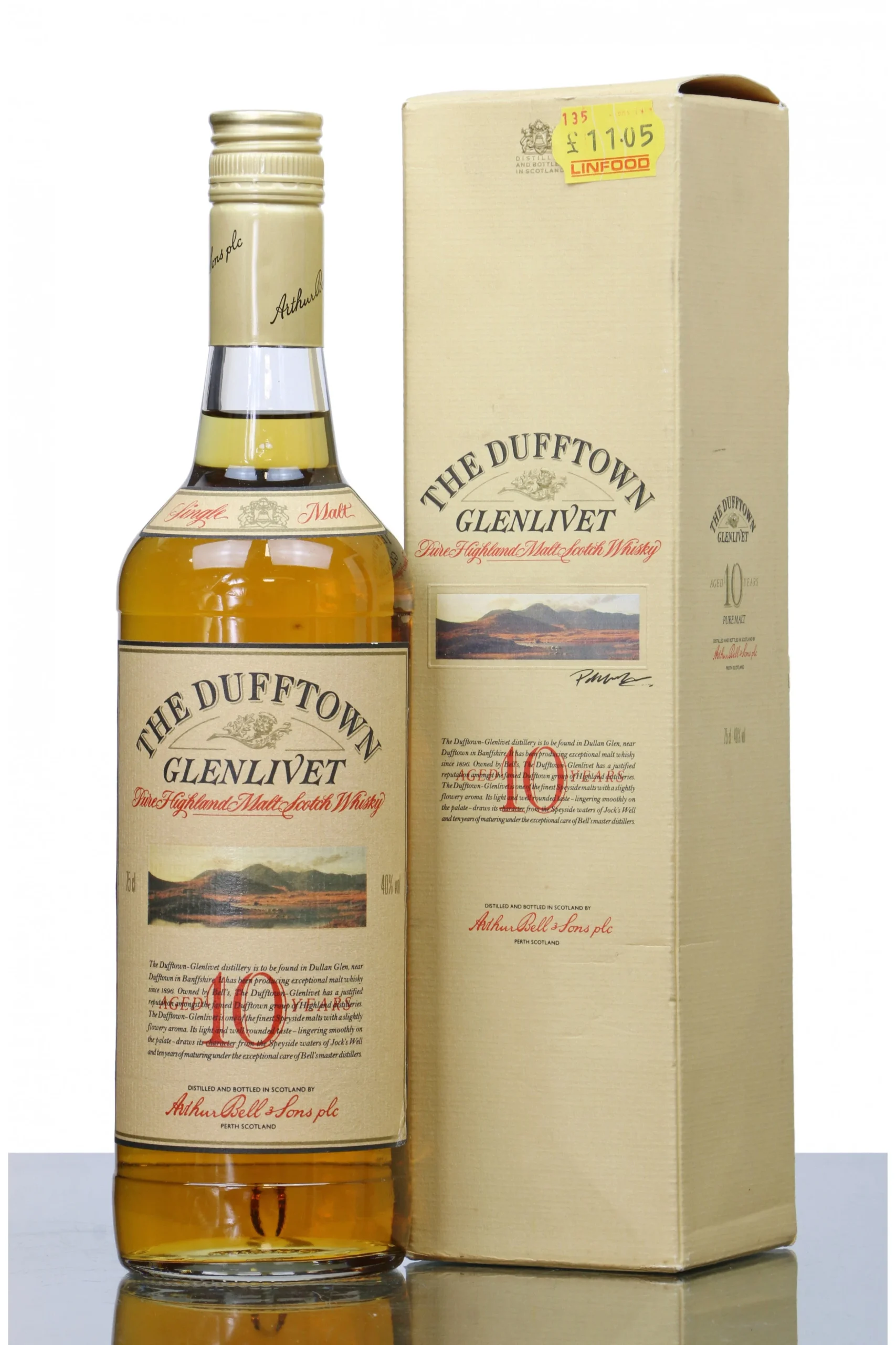 Dufftown Glenlivet 10 Year Old (Bottled 1980s) Proof 80 Scotch Whisky - Whiskey