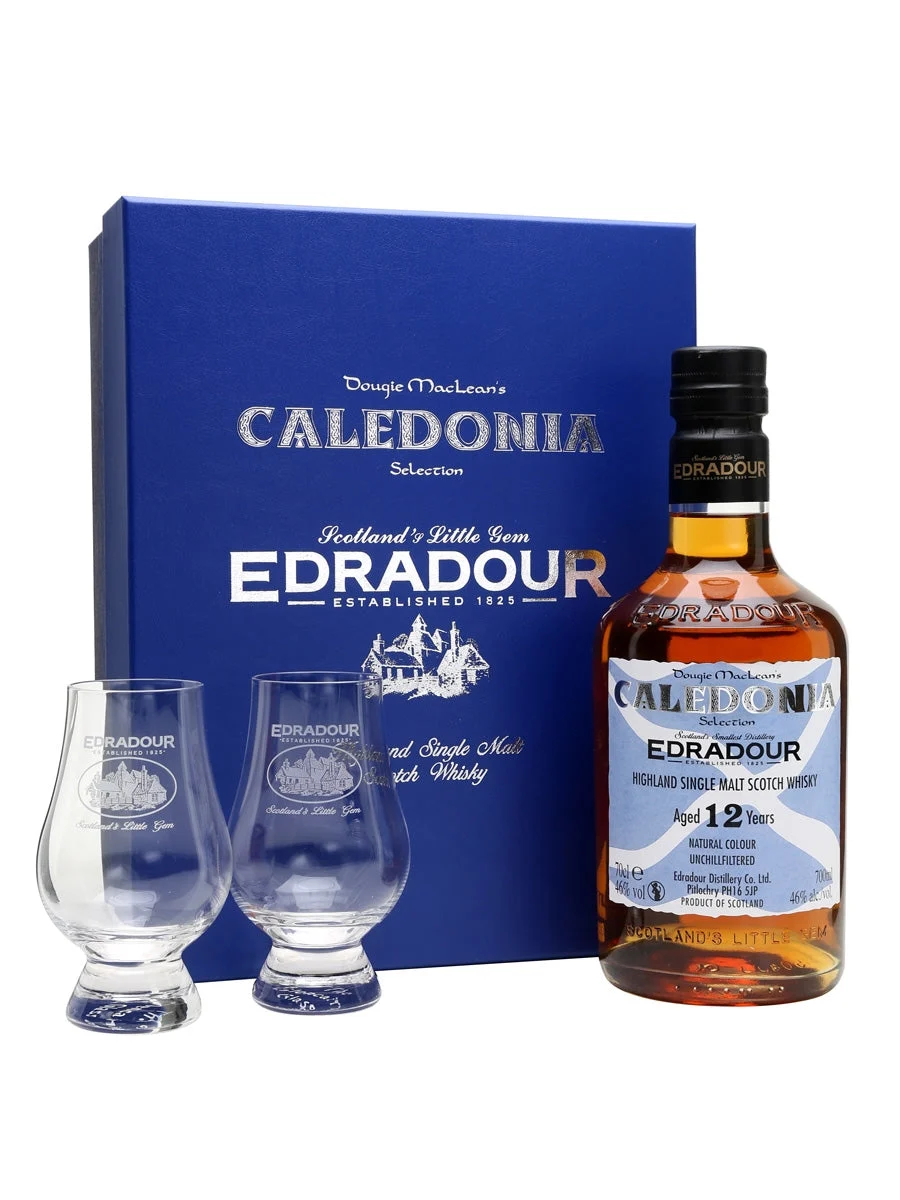 Edradour 12 años Caledonia Selection Glass Pack Highland Single Malt Scotch Whisky | 700ML - Whiskey