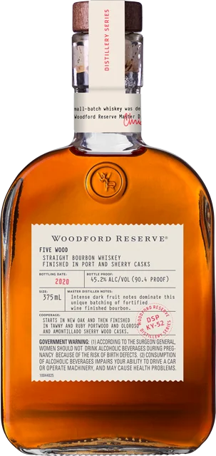 Woodford Reserva Cinco Madera | Acabado en barricas de Oporto y Jerez | Whisky Bourbon puro
